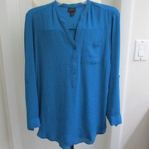 Worthington Blue Long Sleeve Tunic Top